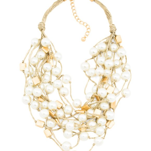 Gold Thread Glass Pearl Necklace - Picture 2 of 6